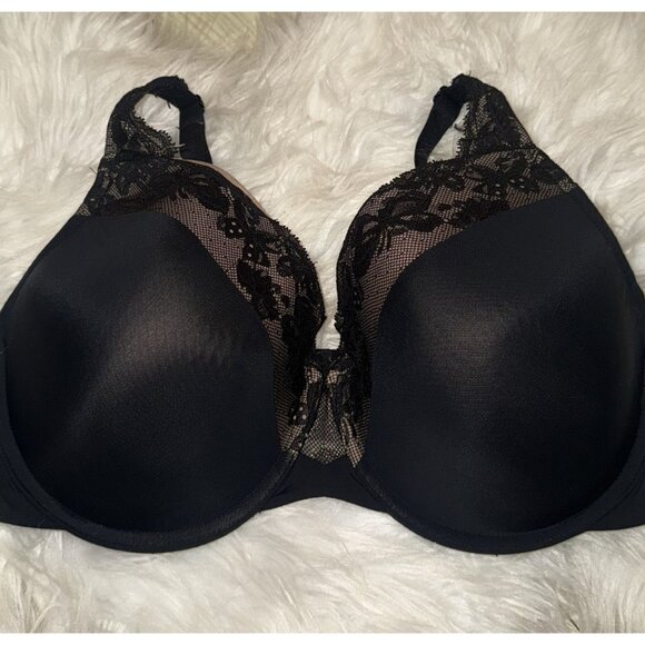 Olga GF7961A Cloud 9 Full Figure Underwire Bra Lined Lace Womens 38DD Black - Picture 3 of 6